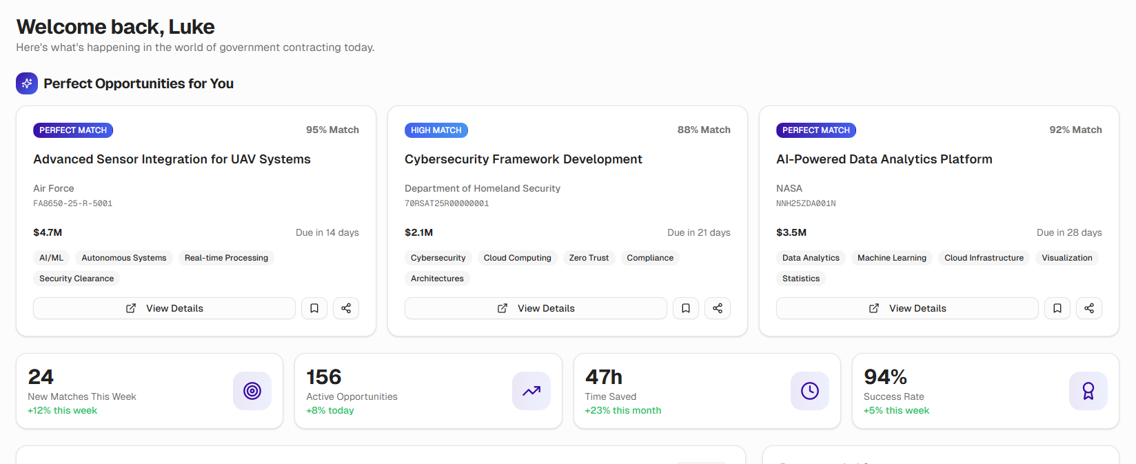 CONTRACTO Platform Dashboard